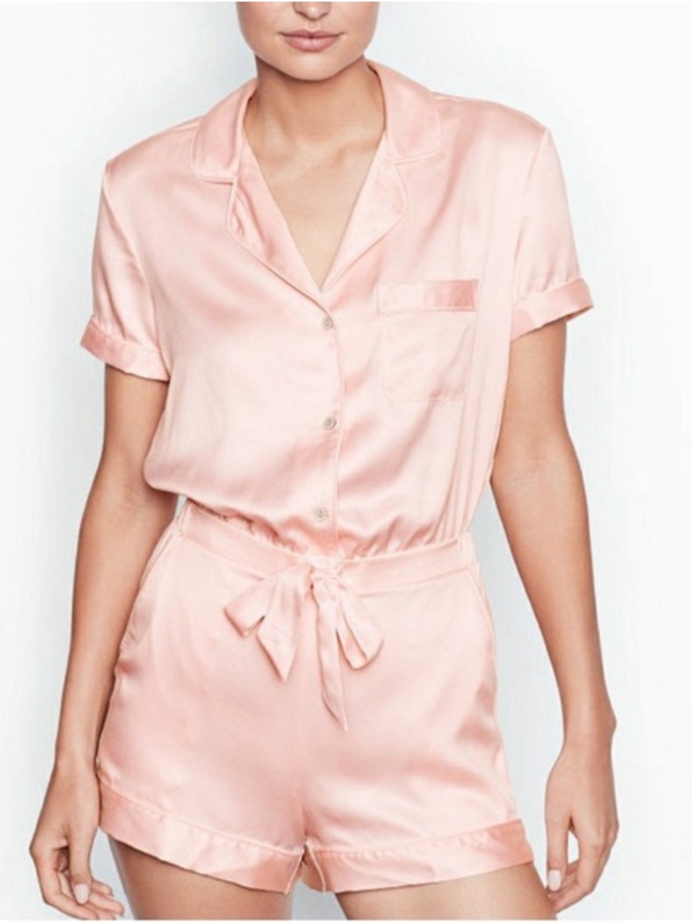 Victoria's Secret Blush Satin Pajama romper